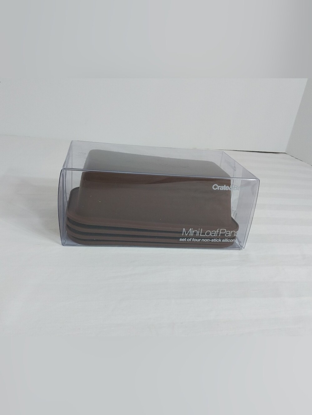 NIP Crate & Barrel 4 ct brown non stick silicone mini loaf pans